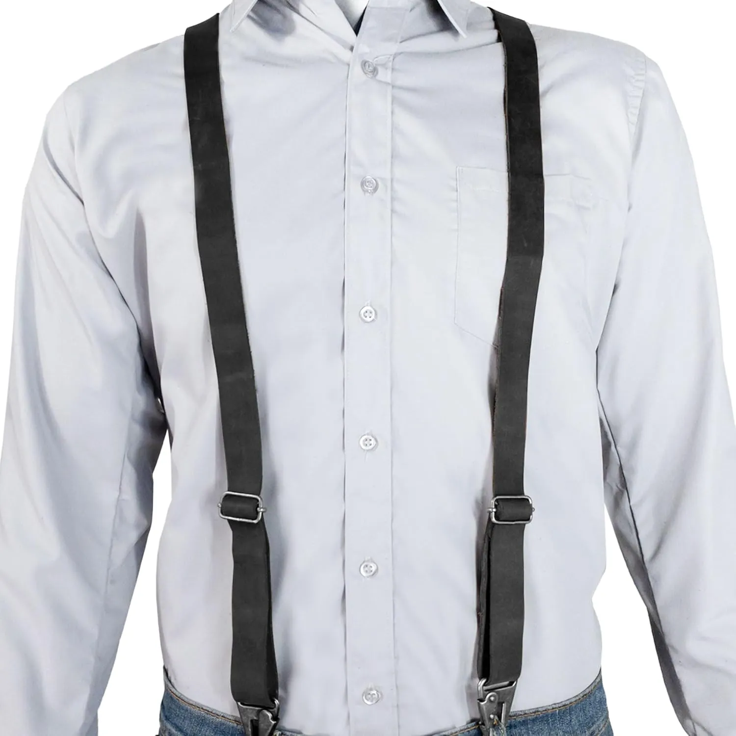 Hide & Groom, Drop-Shaped Suspender with Adjustable Size Straps for Men, Full Grain Leather, Handmade