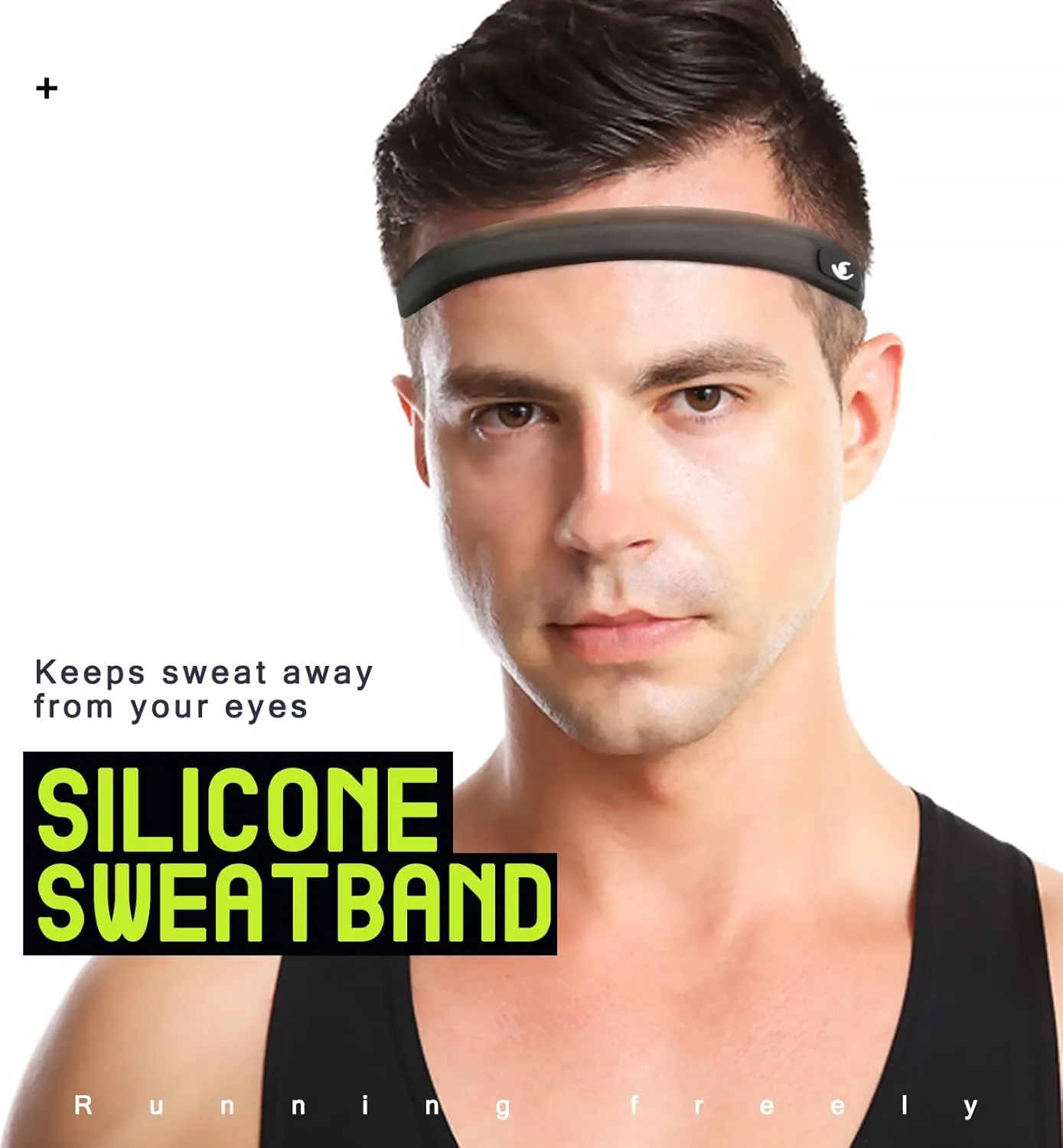 HiRui Sports Silicone Sweatband, Headband with Sweat-Guiding Channels Away from Eyes, Soft and Flexible, Universal Fit with Elastic Strap, Helmet-Compatible
