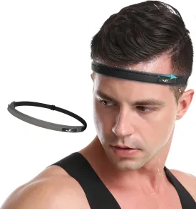 HiRui Sports Silicone Sweatband, Headband with Sweat-Guiding Channels Away from Eyes, Soft and Flexible, Universal Fit with Elastic Strap, Helmet-Compatible