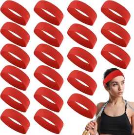 Hotop 20 Pcs Sport Headbands for Girls Women Non Slip Stretchy Soft Fabric Elastic Headband Bulk for Yoga DIY Team Gifts