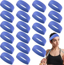 Hotop 20 Pcs Sport Headbands for Girls Women Non Slip Stretchy Soft Fabric Elastic Headband Bulk for Yoga DIY Team Gifts