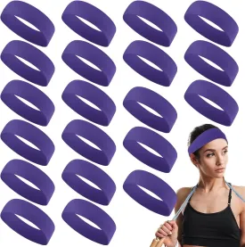 Hotop 20 Pcs Sport Headbands for Girls Women Non Slip Stretchy Soft Fabric Elastic Headband Bulk for Yoga DIY Team Gifts