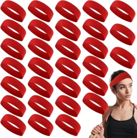 Hotop 30 Pcs Sport Headbands for Women Non Slip Stretchy Soft Fabric Elastic Sweatbands Bulk for Yoga DIY Team Gifts