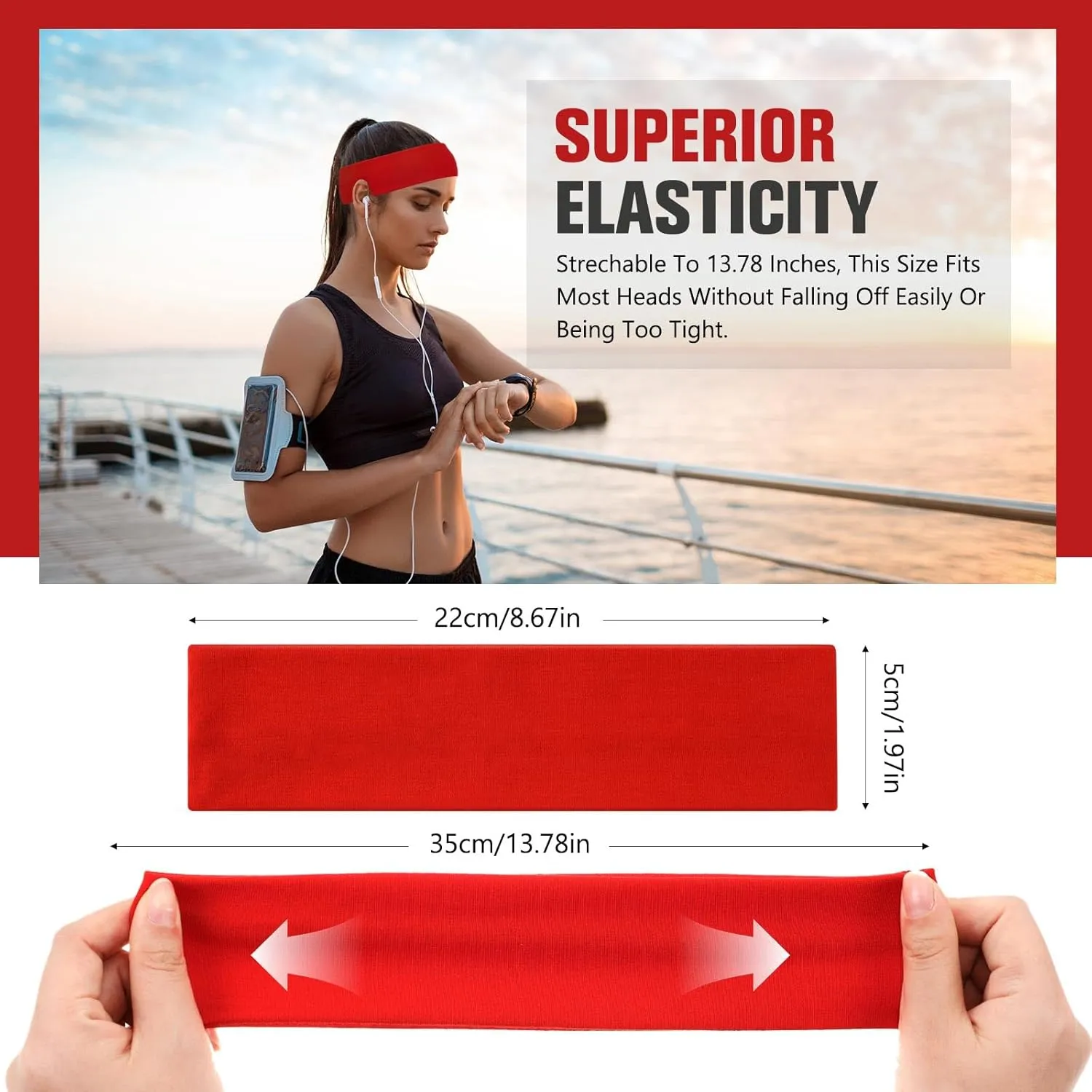 Hotop 30 Pcs Sport Headbands for Women Non Slip Stretchy Soft Fabric Elastic Sweatbands Bulk for Yoga DIY Team Gifts