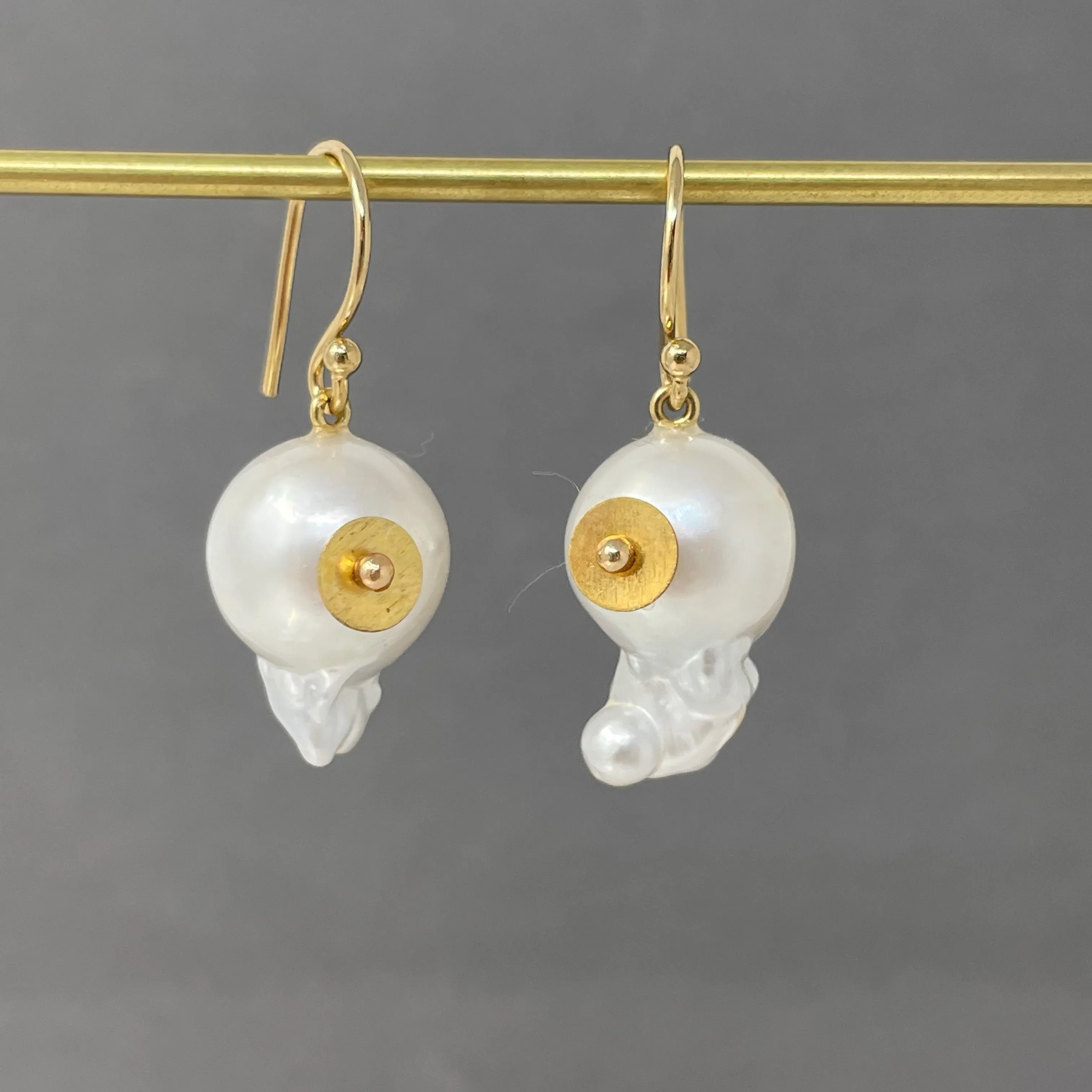 I SEE YOU pearl and brass earrings