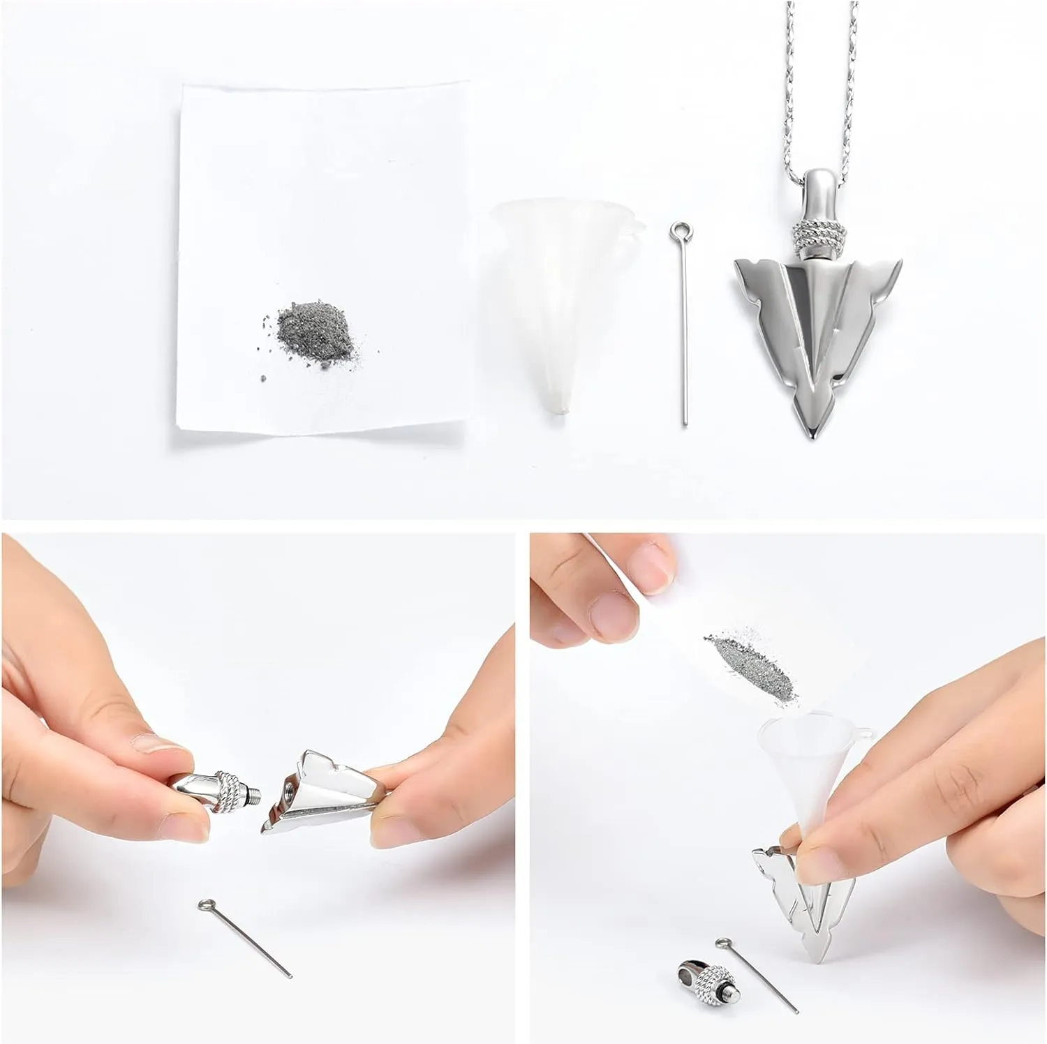 Imrsanl Cremation Jewelry for Ashes Stainless Steel Urn Pendant Necklace for Mens Boys Cool Spearpoint Arrowhead Memorial Keepsake Ash Jewelry