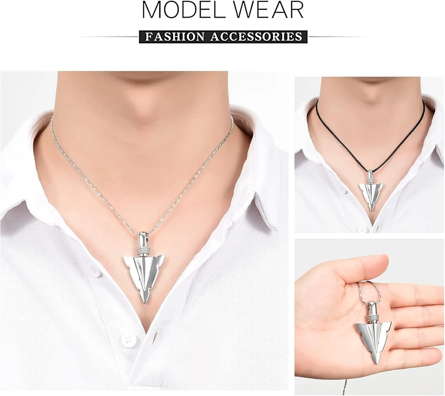 Imrsanl Cremation Jewelry for Ashes Stainless Steel Urn Pendant Necklace for Mens Boys Cool Spearpoint Arrowhead Memorial Keepsake Ash Jewelry