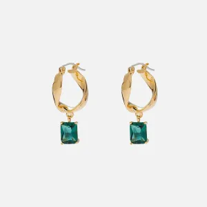 Infinity Hoops with Green Quartz in Gold