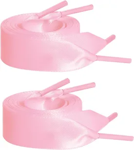 Marrywindix 2 Pairs 47" Flat Satin Ribbon Shoelaces Silk Shoestring Wide Shoe Laces for Sneaker Skate Shoes Boots Sport Shoes