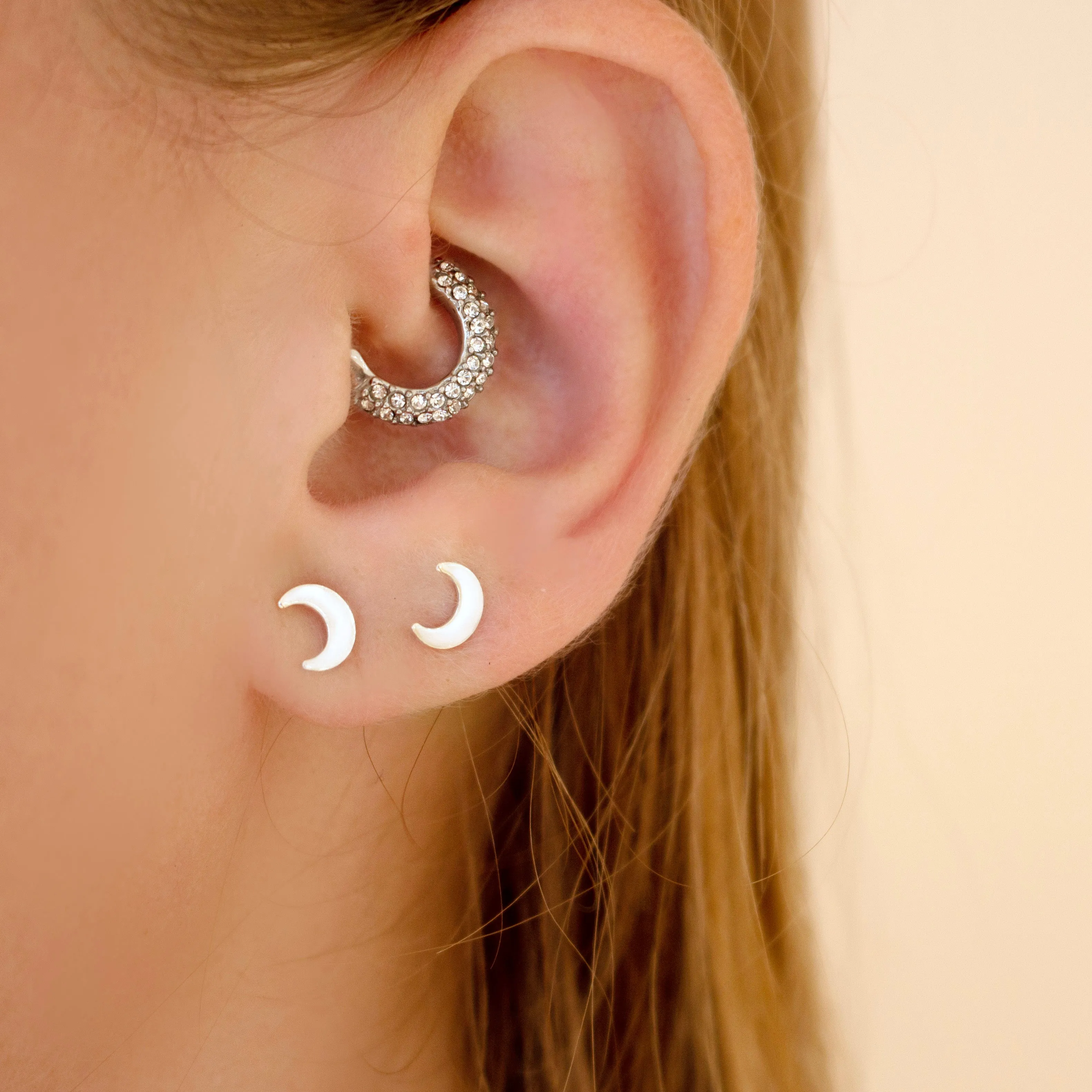 Mini Moon Stud Earrings