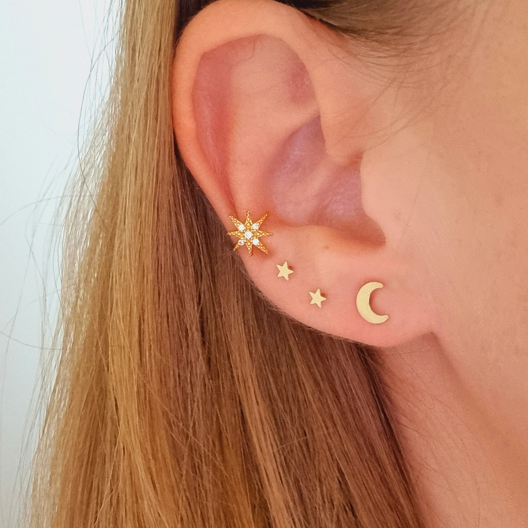 Mini Moon Stud Earrings