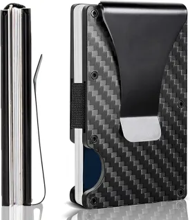 Minimalist Wallet with RFID Blocking for Men,Slim Credit Card Holder with Aluminum Money Clip Wallet for Men and Women,Metal Wallets for Mens Front Pocket as Gifts (Carbon fiber)