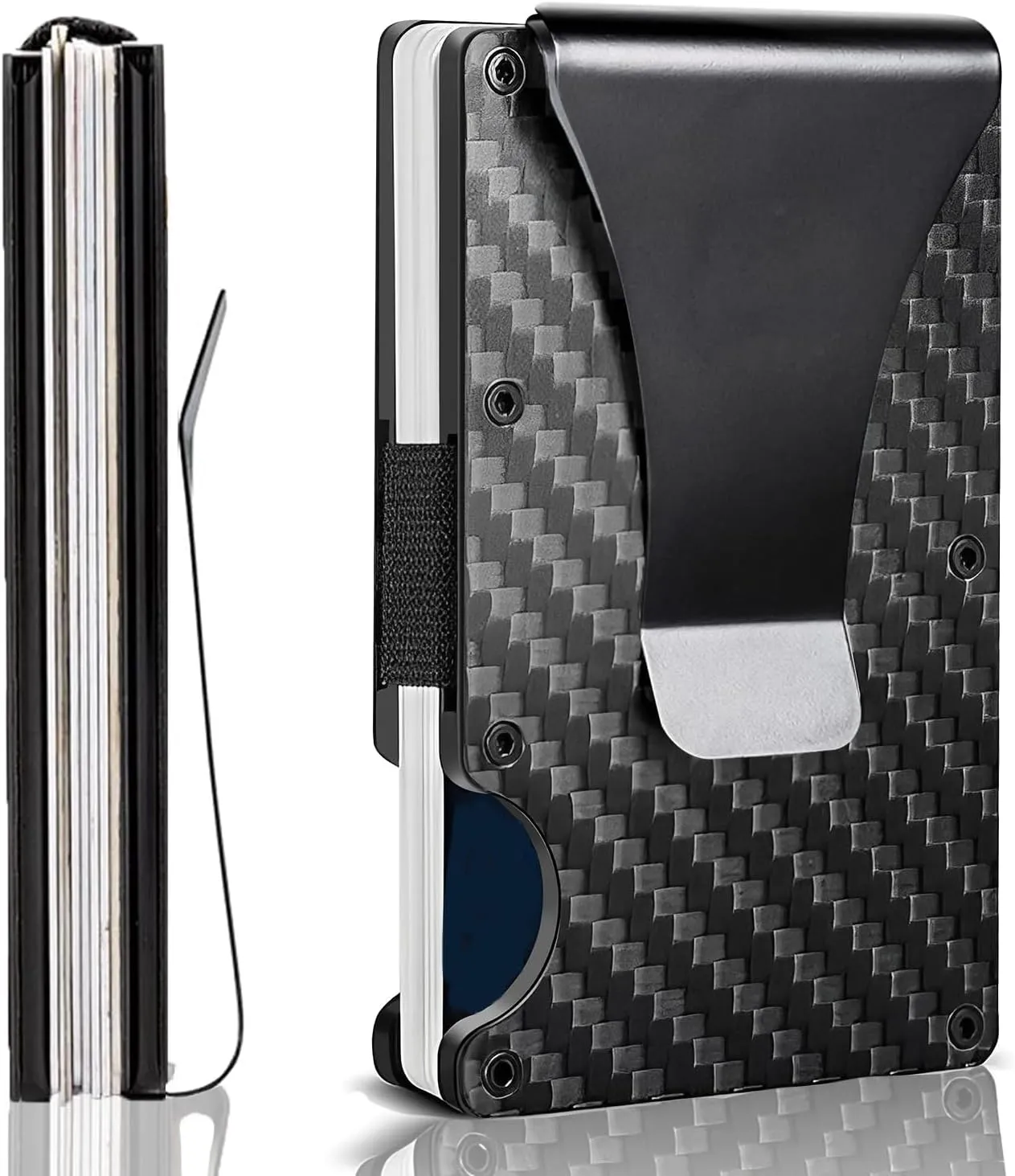 Minimalist Wallet with RFID Blocking for Men,Slim Credit Card Holder with Aluminum Money Clip Wallet for Men and Women,Metal Wallets for Mens Front Pocket as Gifts (Carbon fiber)