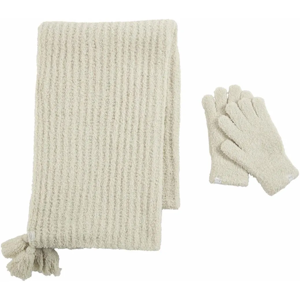 Mud Pie Chenille Glove & Scarf Set | Cream