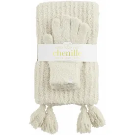 Mud Pie Chenille Glove & Scarf Set | Cream