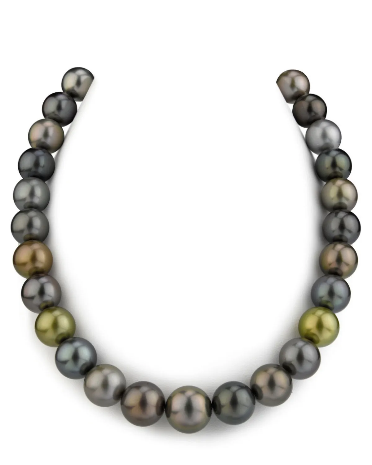 Multi-Color Tahitian True Round Pearl Necklace 13.0-15.0mm - AAAA Quality