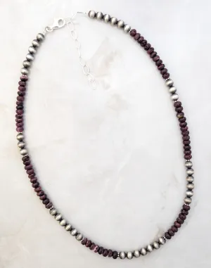 Navajo Pearls & Purple Spiny Oyster 6mm Necklace Sterling Silver