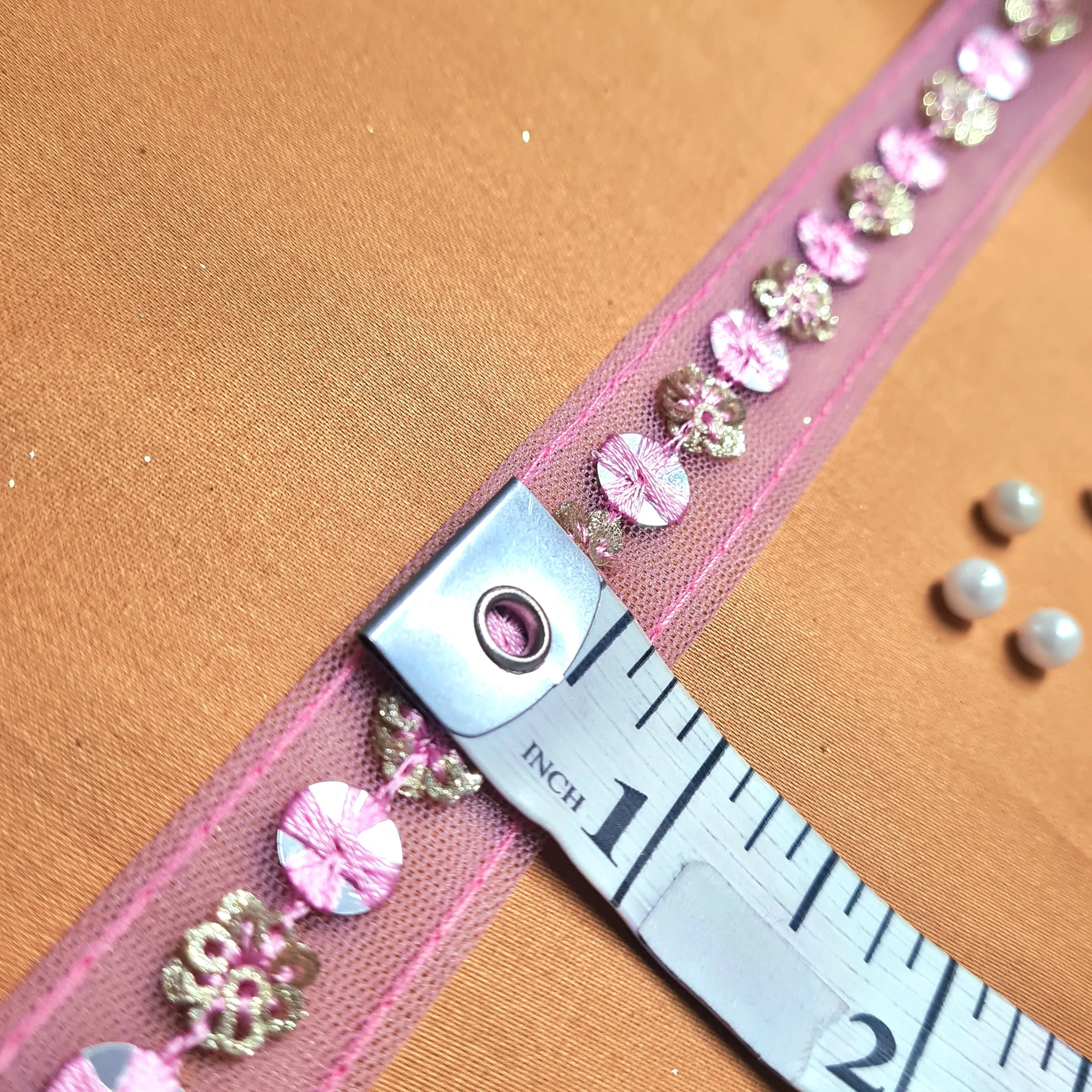 Premium Pink Sequins Net Lace