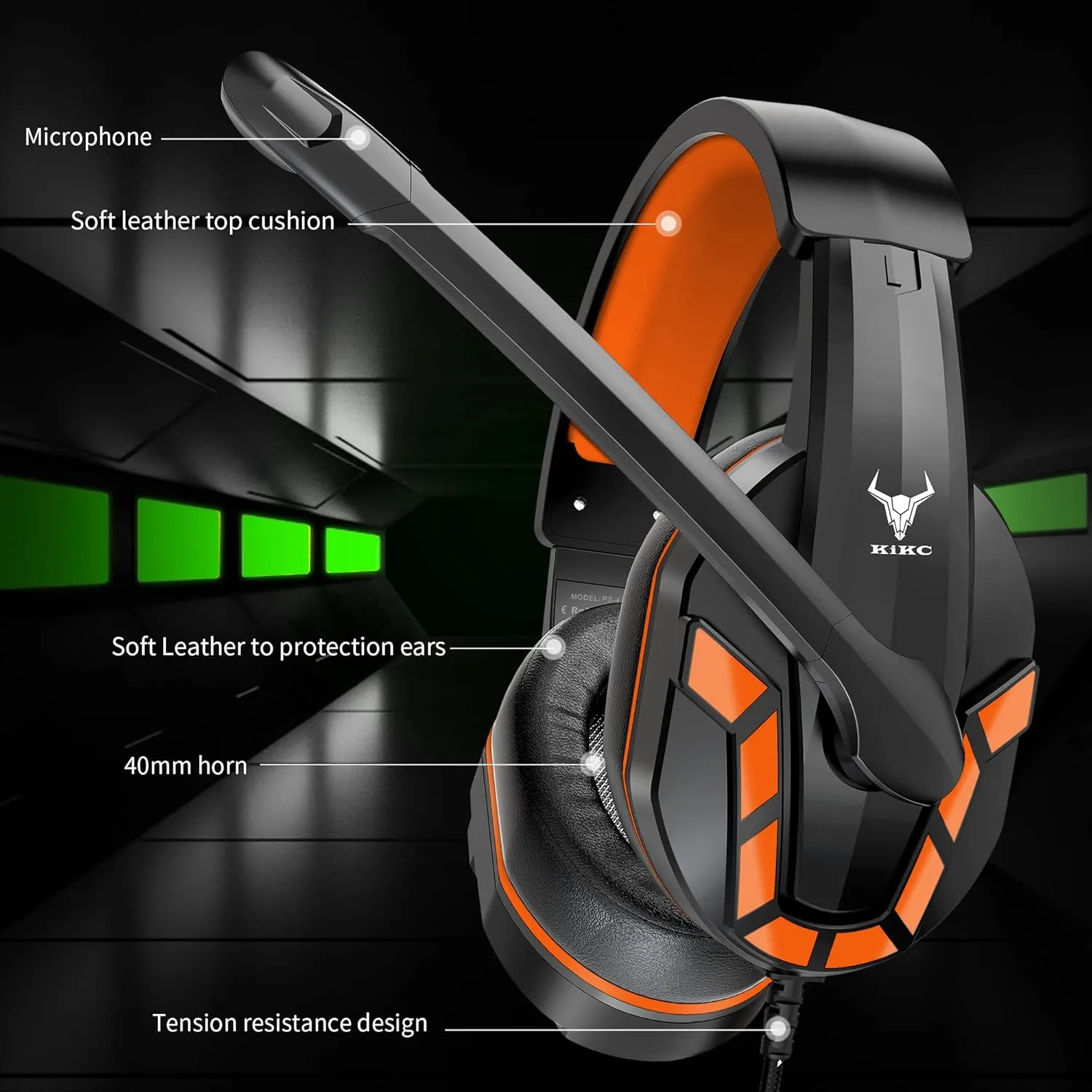 PS4 Gaming Headset with Mic for Xbox One, PS5, PC, Mobile Phone and Notebook, Controllable Volume Gaming Headphones with Soft Earmuffs for Kid
