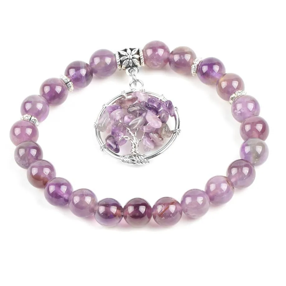 Reiki Sahasrara Tree of Life Amethyst Bracelet
