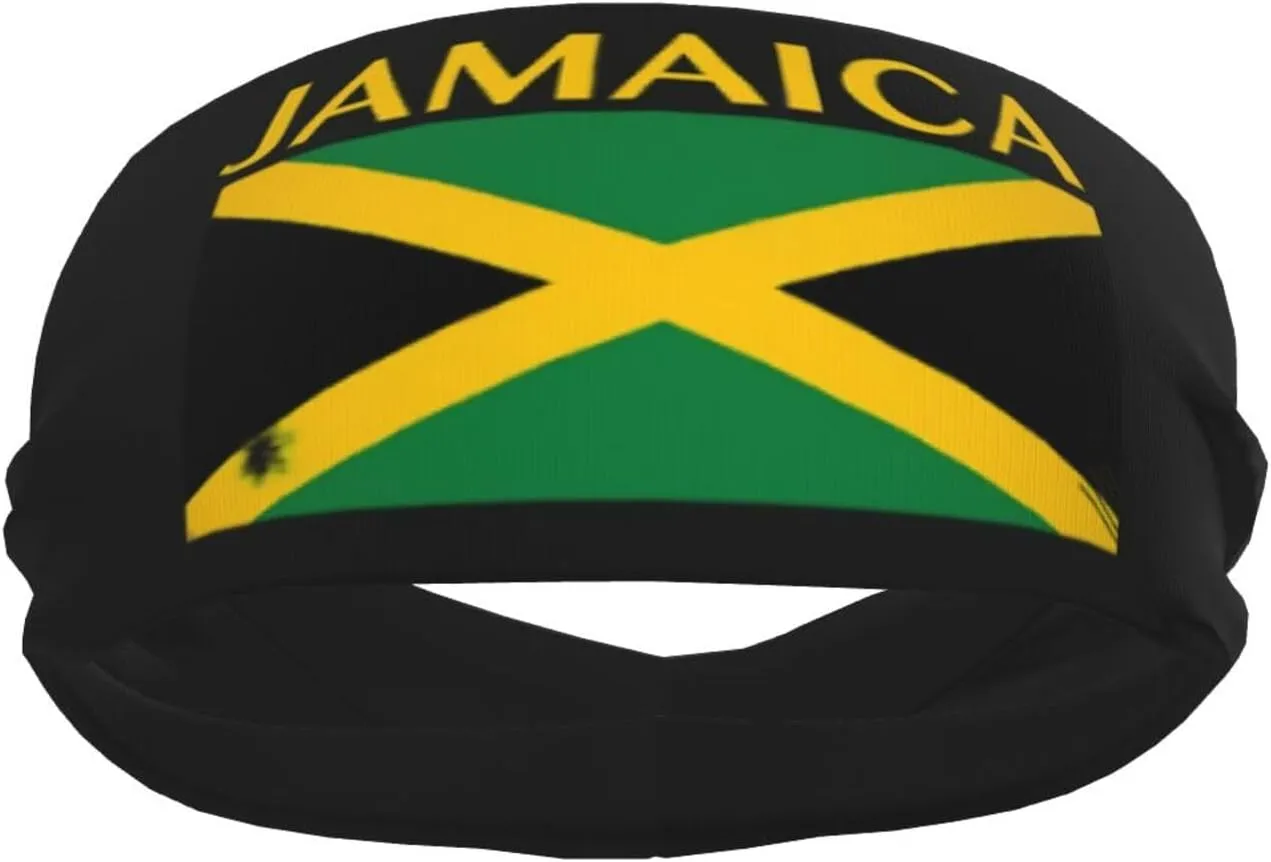 Retro Jamaica Flag Headbands Women Men Jamaican Flag Sweatbands Sport Headbands for Hiking,Cycling, Running,Tennis
