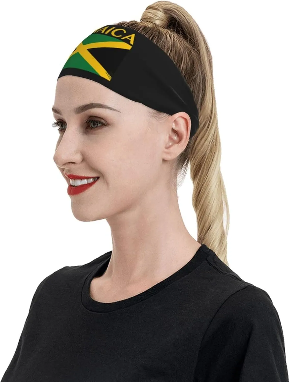 Retro Jamaica Flag Headbands Women Men Jamaican Flag Sweatbands Sport Headbands for Hiking,Cycling, Running,Tennis