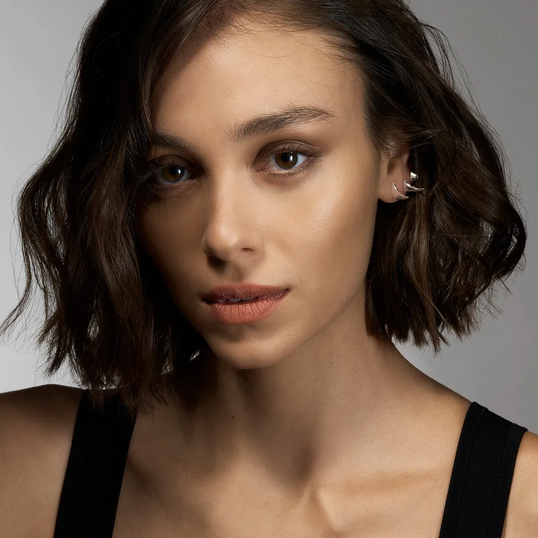 Rose Thorn Single Swerve Earring - Silver