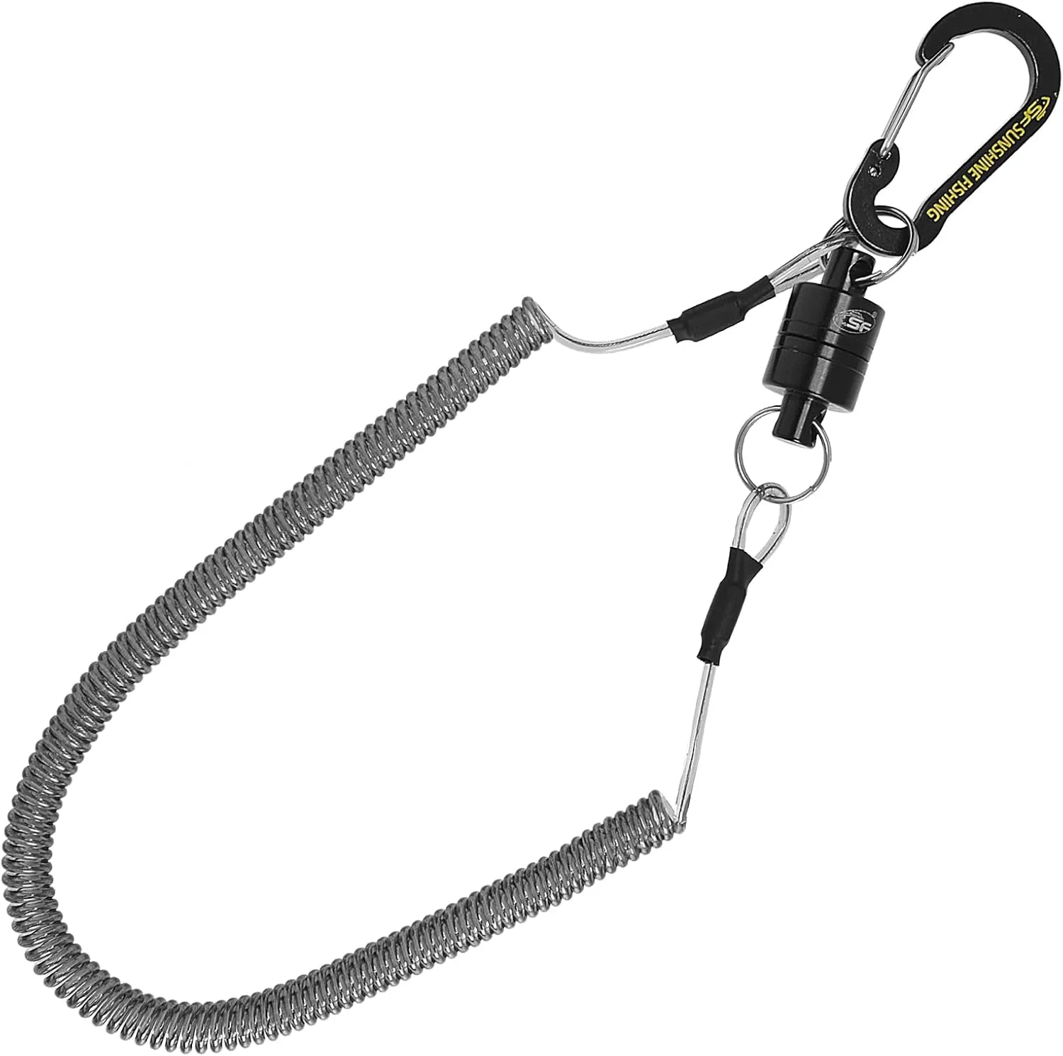 SF Strongest Magnetic Net Release Magnetic Keychain Fly Fishing Net Retractor Magnet Clip Holder Retractor with Retractable Coiled Lanyard Carabiner