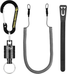 SF Strongest Magnetic Net Release Magnetic Keychain Fly Fishing Net Retractor Magnet Clip Holder Retractor with Retractable Coiled Lanyard Carabiner