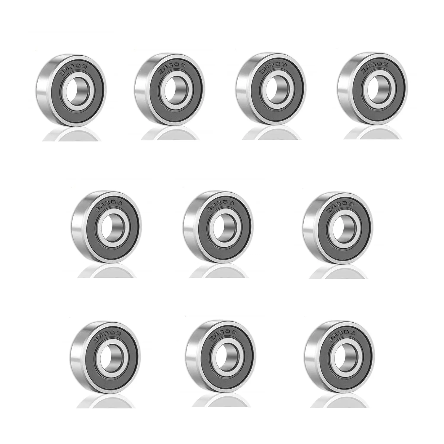SHKI 10 Pack 608 2RS Ball Bearings  Bearing Steel and Double Rubber Sealed Miniature Deep Groove Ball Bearings for Skateboards, Inline Skates, Scooters (8mm x 22mm x 7mm)