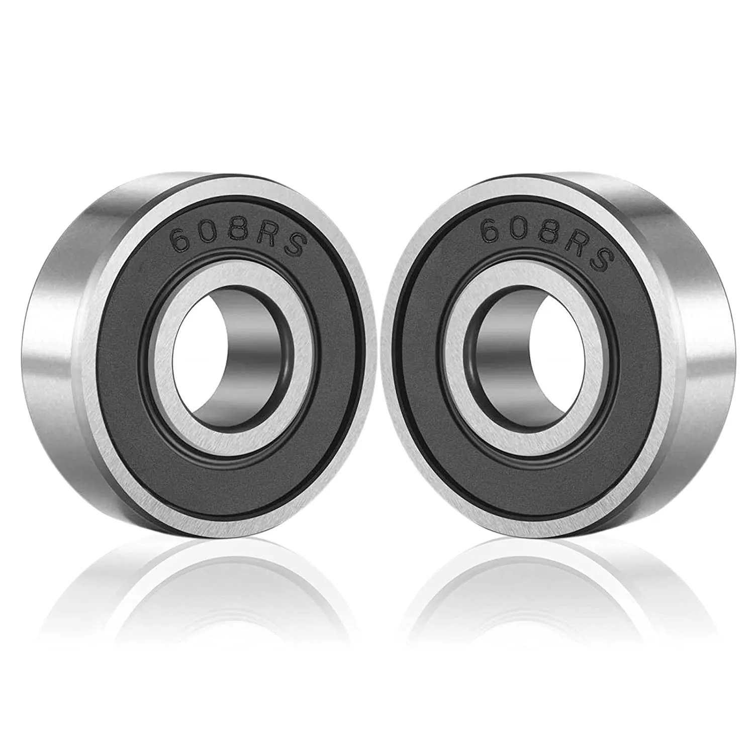 SHKI 10 Pack 608 2RS Ball Bearings  Bearing Steel and Double Rubber Sealed Miniature Deep Groove Ball Bearings for Skateboards, Inline Skates, Scooters (8mm x 22mm x 7mm)