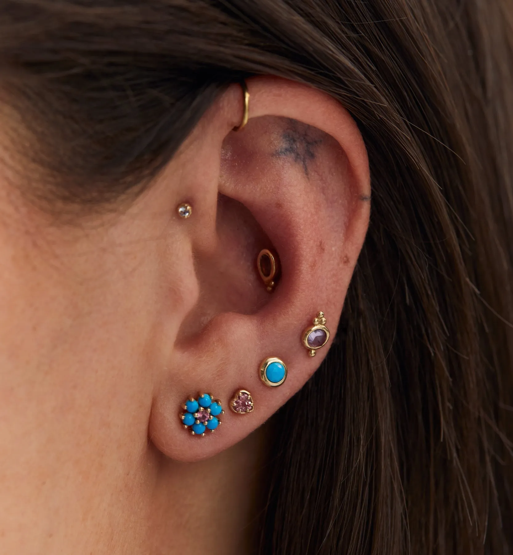 Single Endless Love Stud Earring 14K