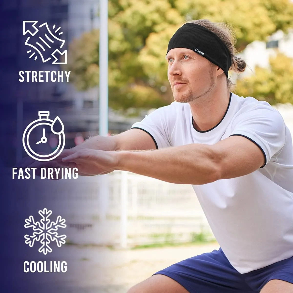 Sports Headbands for Men Moisture Wicking Sweatbands for Women, Lightweight Yoga Hair Bands, Crossfit Or Running Gear, Thin Elastic Workout Head Wraps