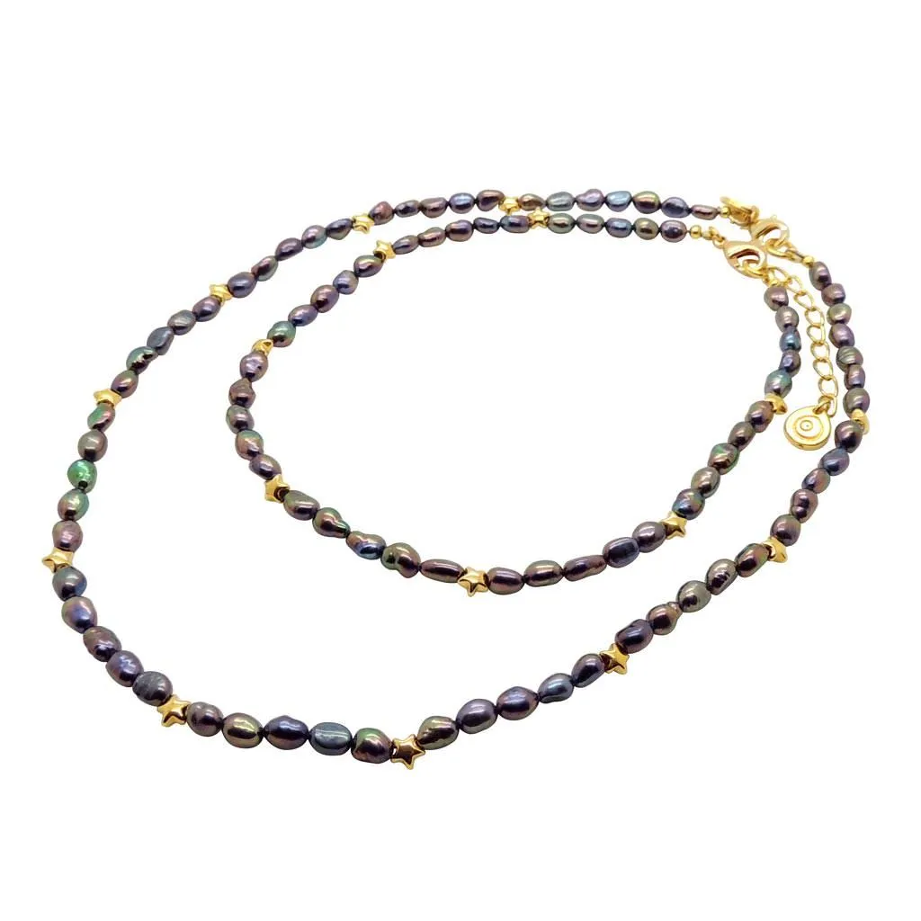 Star Charm Peacock Pearl Necklace