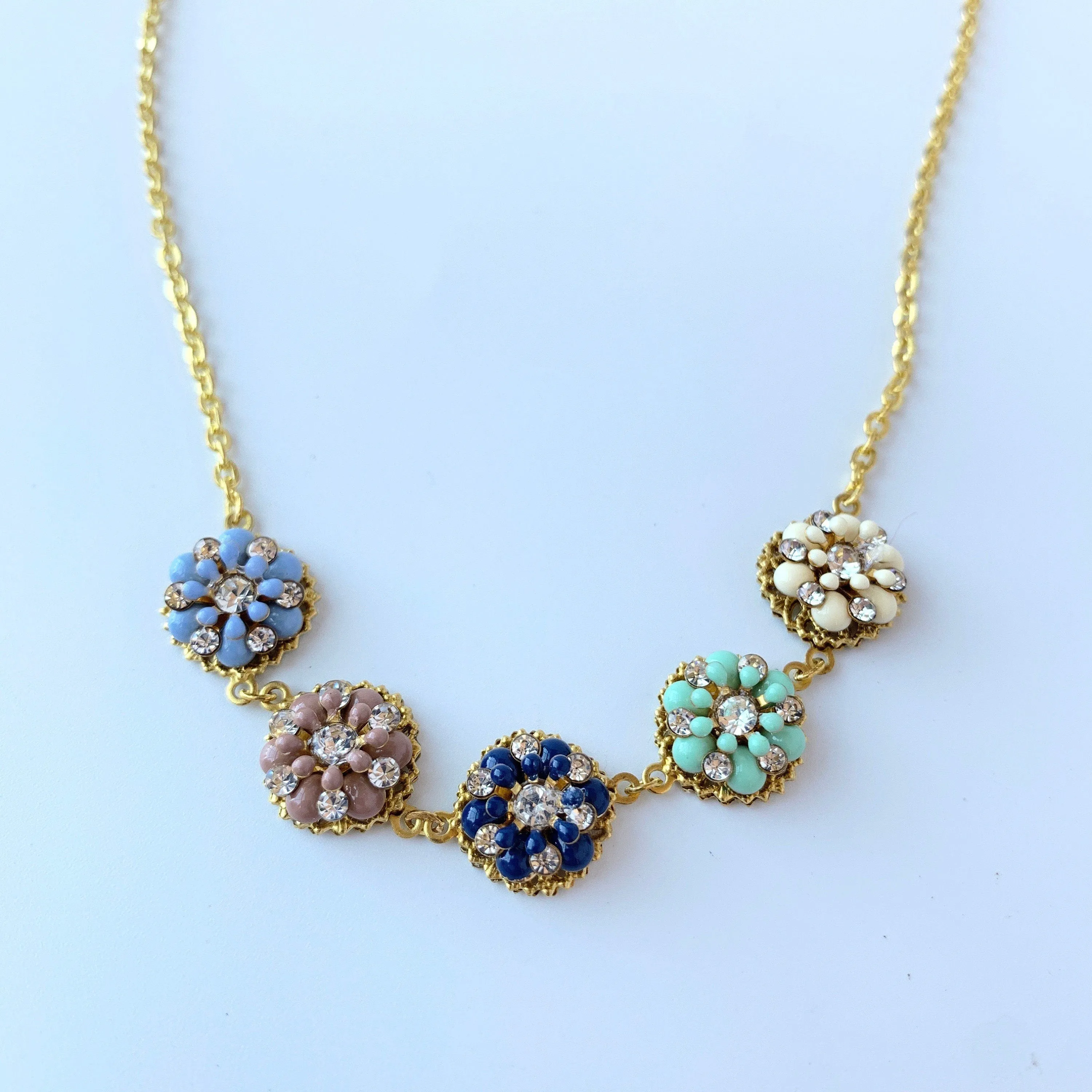 Sweetest Thing Delicate Flower and Rhinestone Choker Necklace