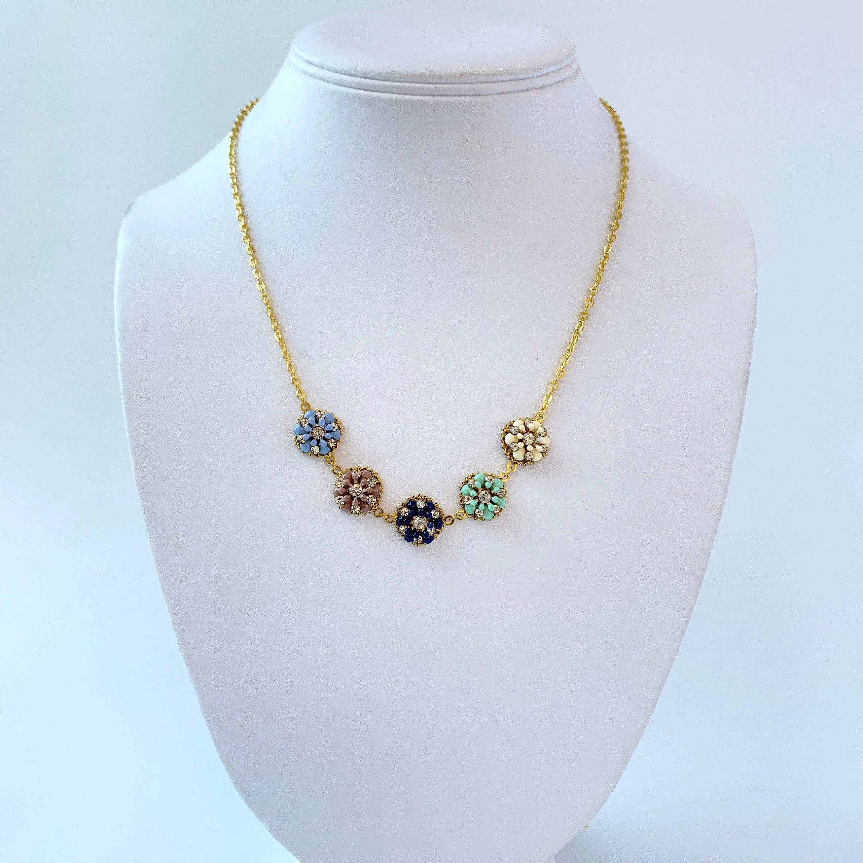 Sweetest Thing Delicate Flower and Rhinestone Choker Necklace