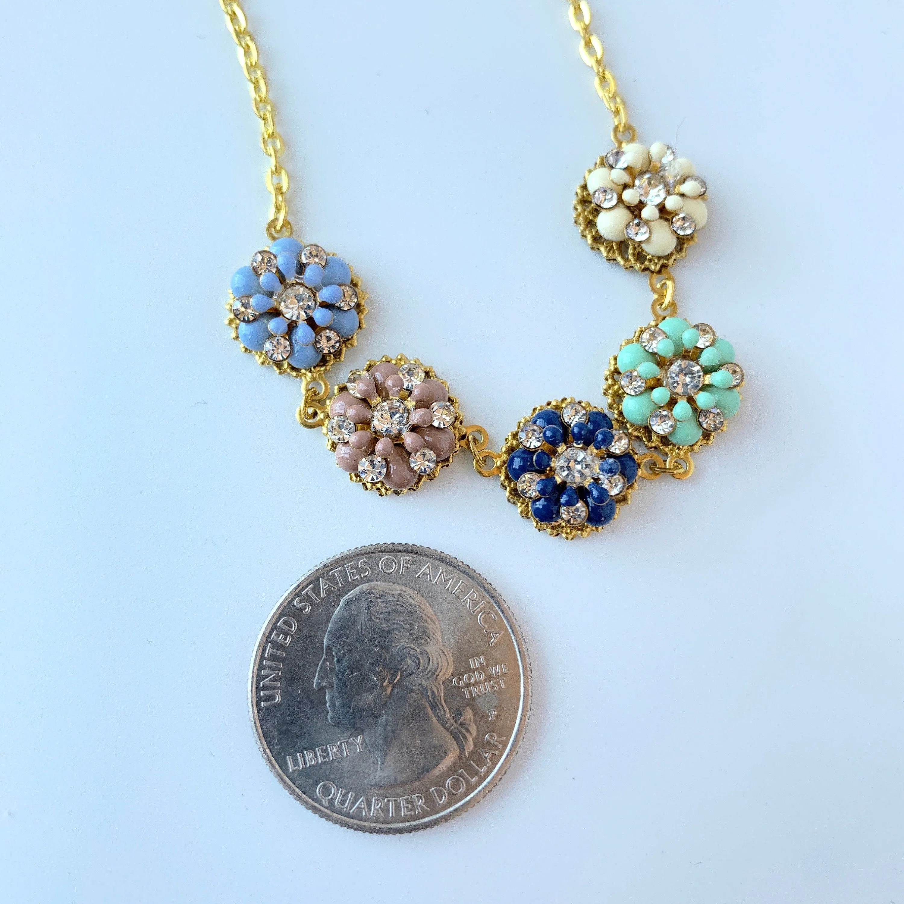 Sweetest Thing Delicate Flower and Rhinestone Choker Necklace