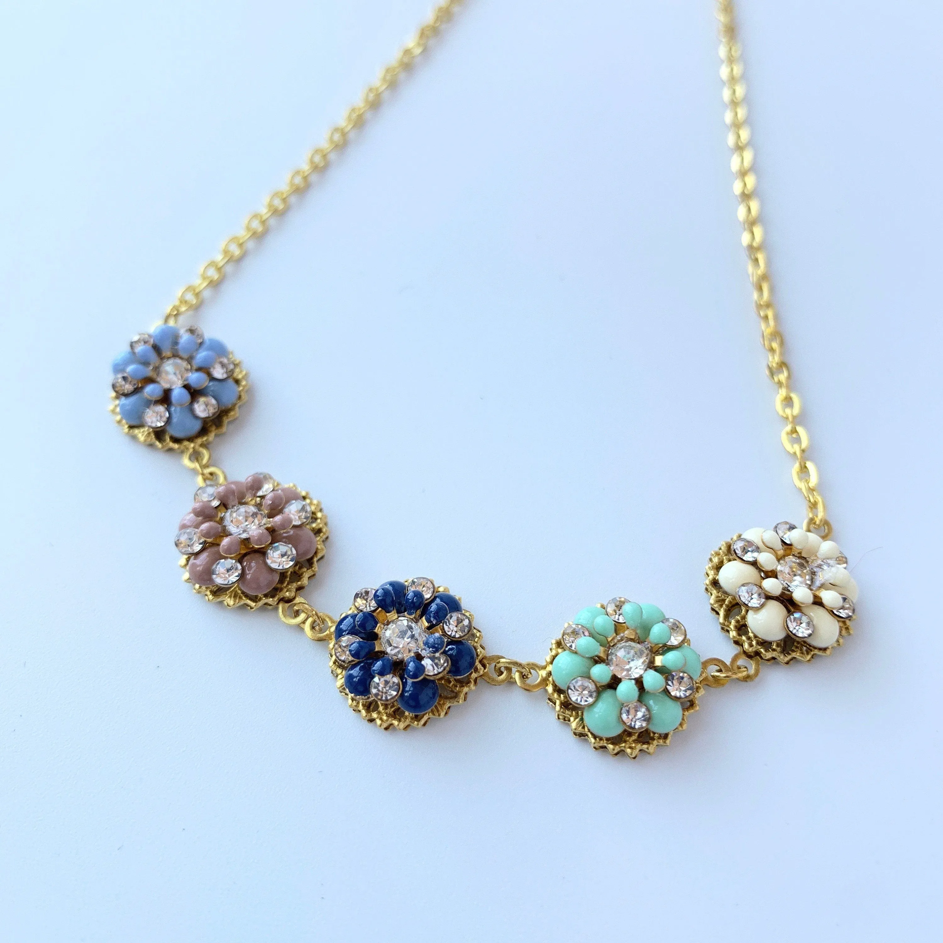 Sweetest Thing Delicate Flower and Rhinestone Choker Necklace