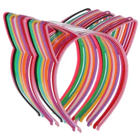 Tbestmax 24 Cat Ear Headbands Plastic Hairbands Hair Hoops Party Costume Daily Decorations Bunny Cat Bow Headwear Accessories for Women Girls Daily Wearing and Party Decoration