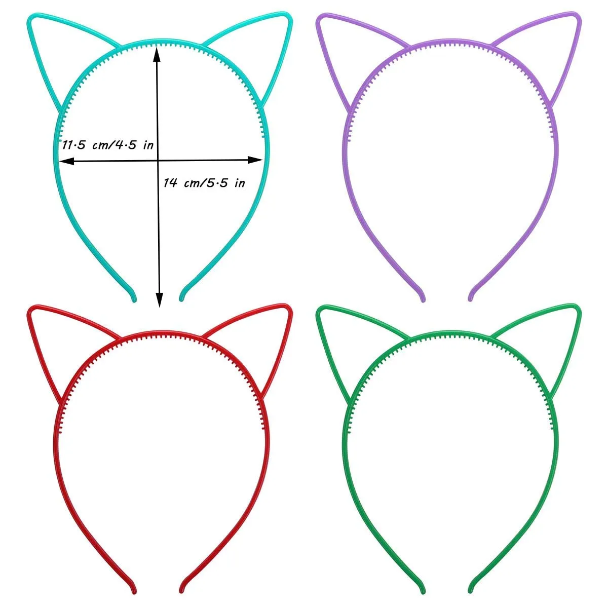 Tbestmax 24 Cat Ear Headbands Plastic Hairbands Hair Hoops Party Costume Daily Decorations Bunny Cat Bow Headwear Accessories for Women Girls Daily Wearing and Party Decoration