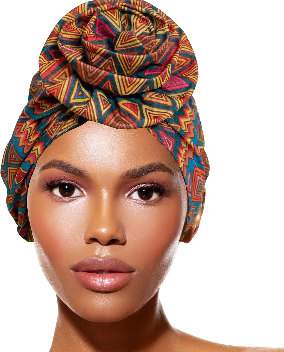 TouchUps Hair Bun Cap Hair Protection Head Wrap Hairbun Cap Wrap African Turban Pattern Headwrap Headscarf