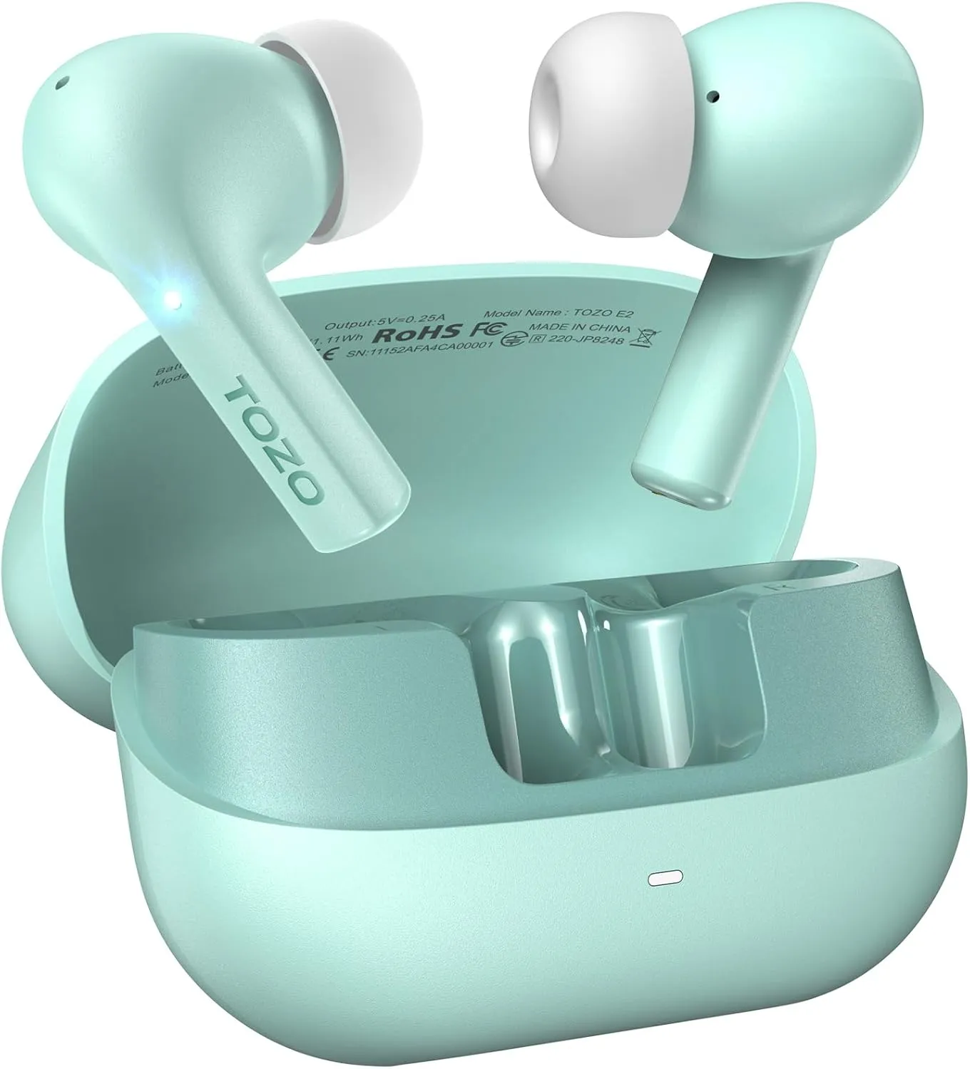 TOZO E2 Wireless Earbuds 10mm Drivers with Powerful Bass, App Customize 32 EQs, with 2 Mics AI Call Noise Cancellation, 30H Playtime, Bluetooth 5.3 Ear Buds, Comfort Fit in-Ear Headphones
