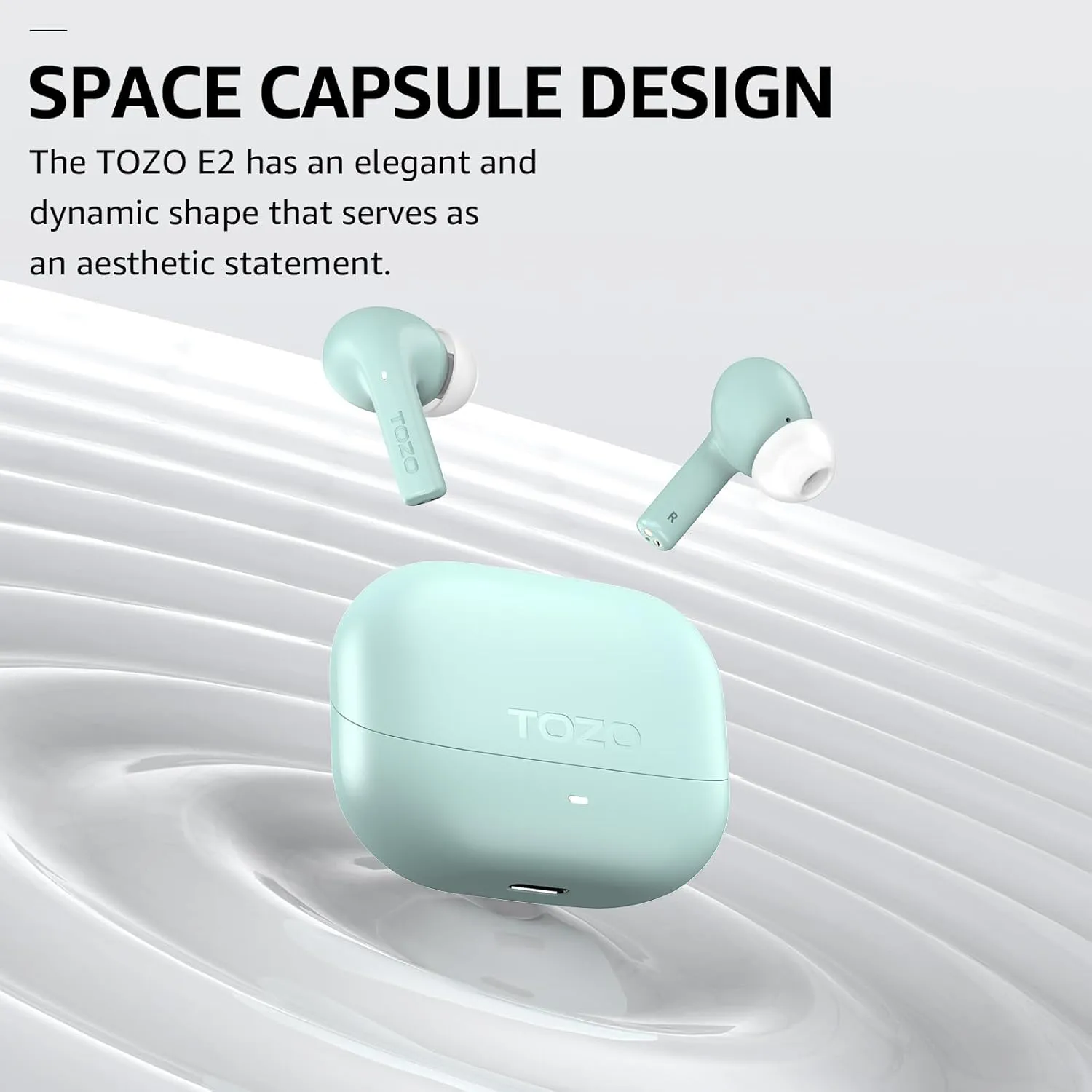TOZO E2 Wireless Earbuds 10mm Drivers with Powerful Bass, App Customize 32 EQs, with 2 Mics AI Call Noise Cancellation, 30H Playtime, Bluetooth 5.3 Ear Buds, Comfort Fit in-Ear Headphones