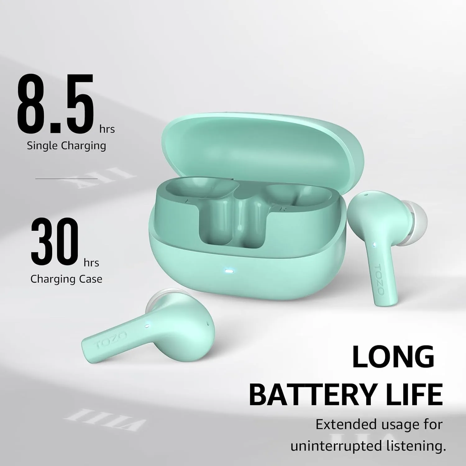 TOZO E2 Wireless Earbuds with 2 Mics AI Call Noise Cancellation, 10mm Drivers with Powerful Bass, App Customize 32 EQs, 30H Playtime, Bluetooth 5.3 Ear Buds, Comfort Fit in-Ear Headphones