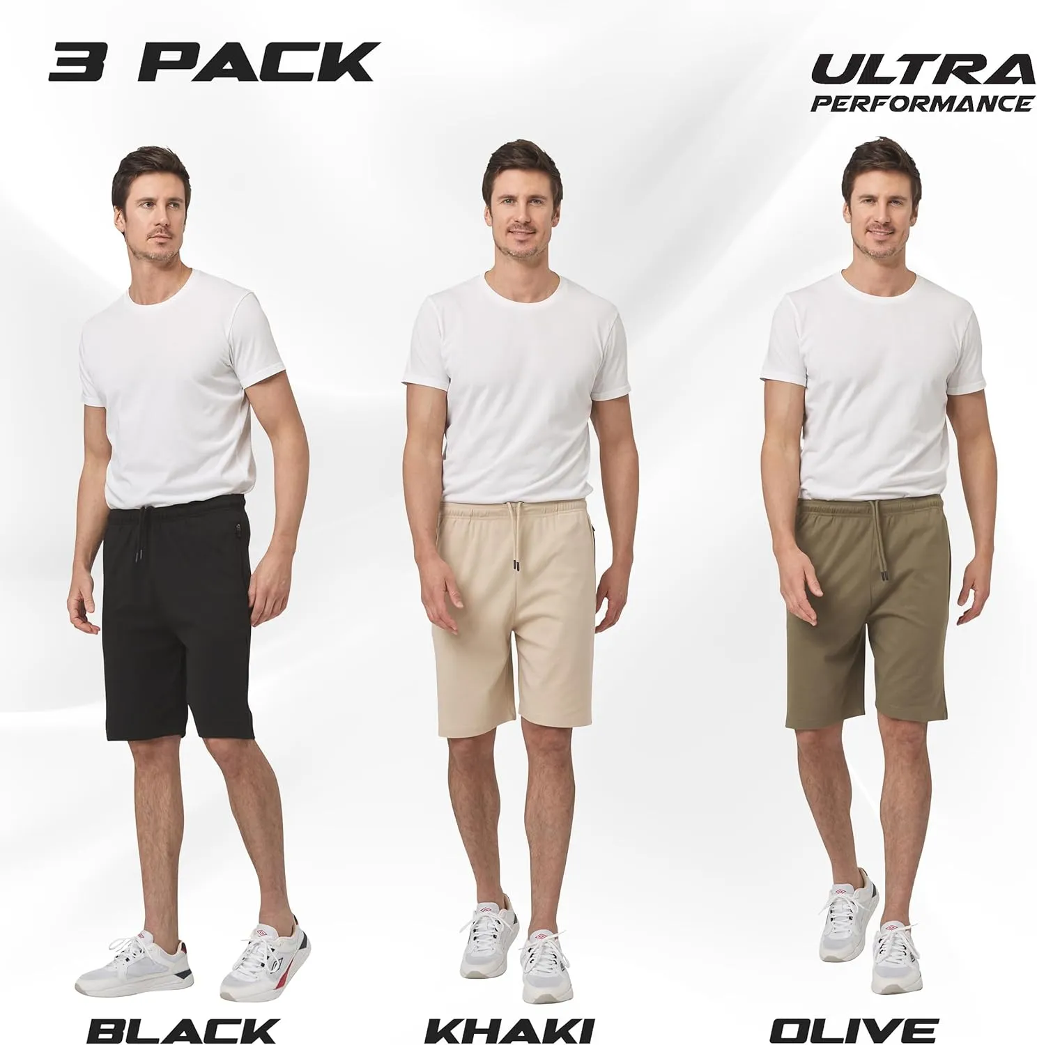 Ultra Performance 3 Pack Mens Shorts Casual Men's Athletic Short Workout Gym Shorts for Men with Zipper Pockets, Small - 5X