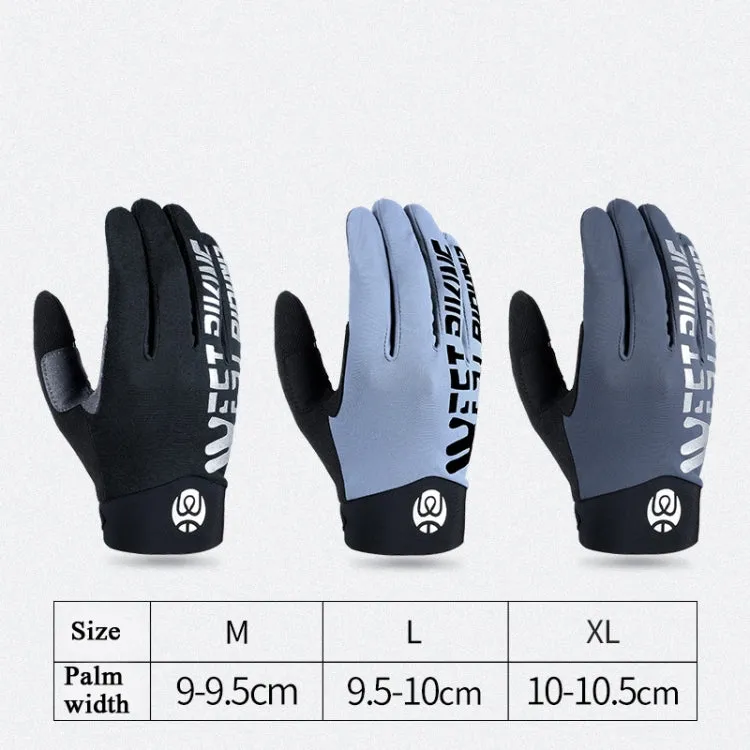 WEST BIKING YP0211214 Long Finger Shock Absorption Non-Slip Touch Screen Gloves Cycling Sports Gloves, Size: XL(Fog Blue)