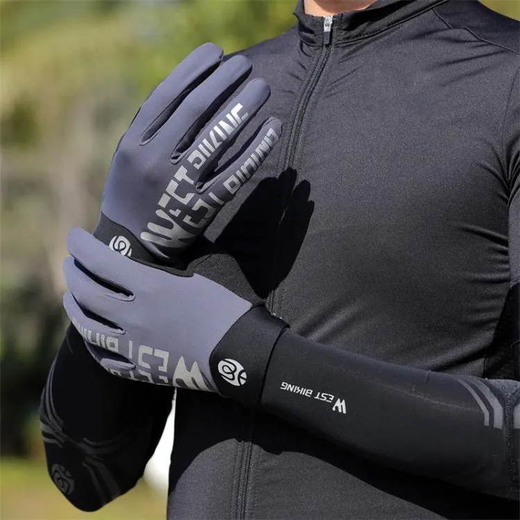 WEST BIKING YP0211214 Long Finger Shock Absorption Non-Slip Touch Screen Gloves Cycling Sports Gloves, Size: XL(Fog Blue)