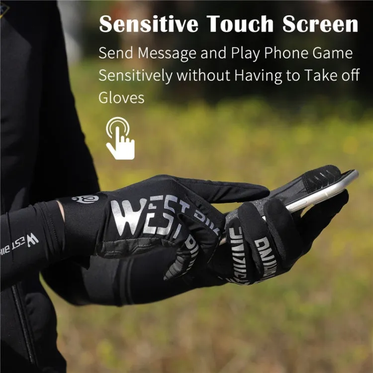 WEST BIKING YP0211214 Long Finger Shock Absorption Non-Slip Touch Screen Gloves Cycling Sports Gloves, Size: XL(Fog Blue)