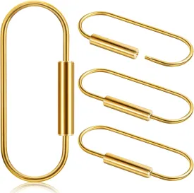 WILLBOND Brass Key Ring Gold Screw Lock Clip Key Ring Chain Durable Simple Brass Keychain Holder (Cylinder,4 Pieces)