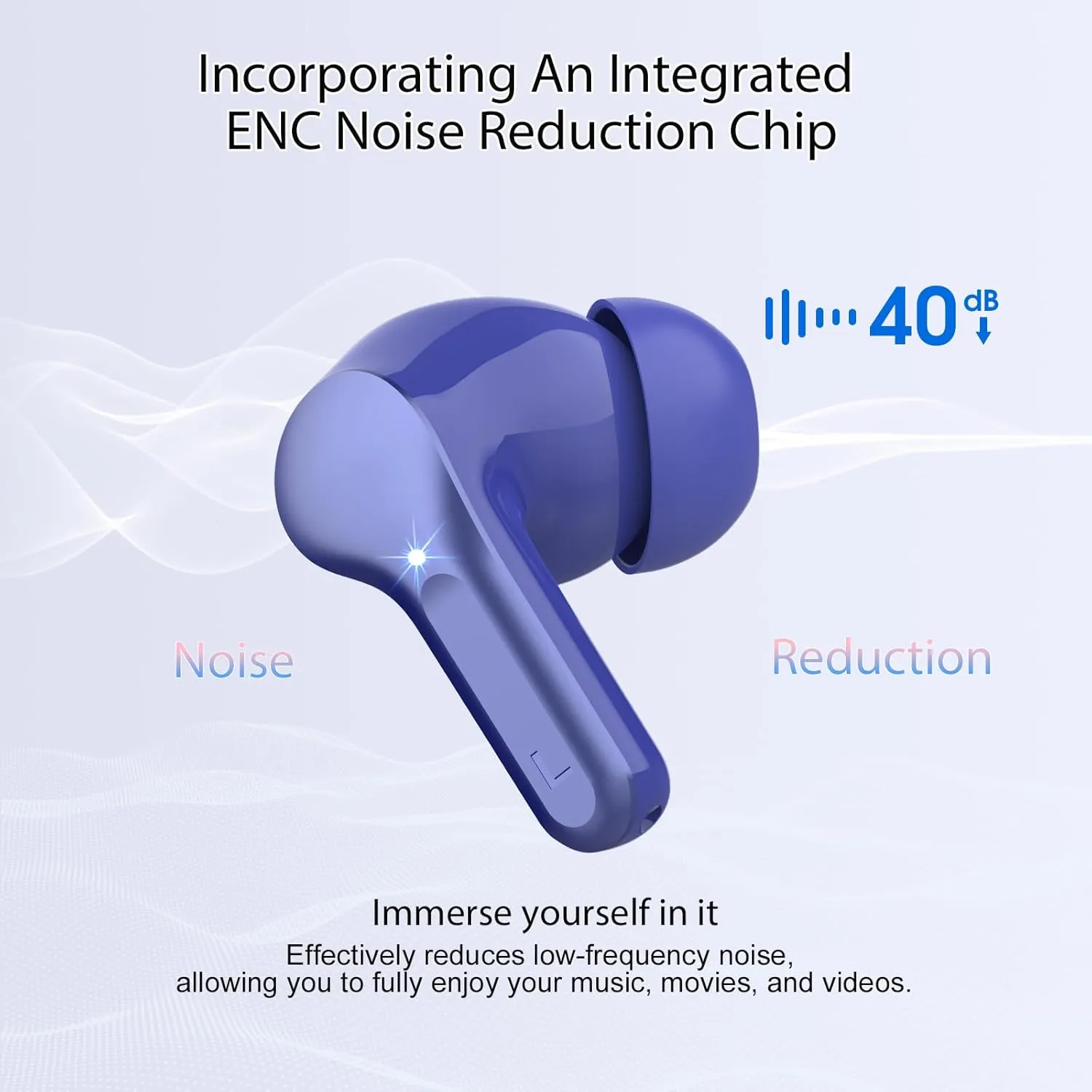 Wireless Earbuds, Bluetooth 5.4 Headphones HiFi Stereo, Bluetooth Earbuds with ENC Noise Cancelling Mic, IP7 Waterproof in Ear Earphones, 48H, LED Display Ear buds for Pad Workout Sports, Blue